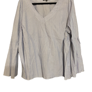 Eloquii Blue Pin Striped Women's Top